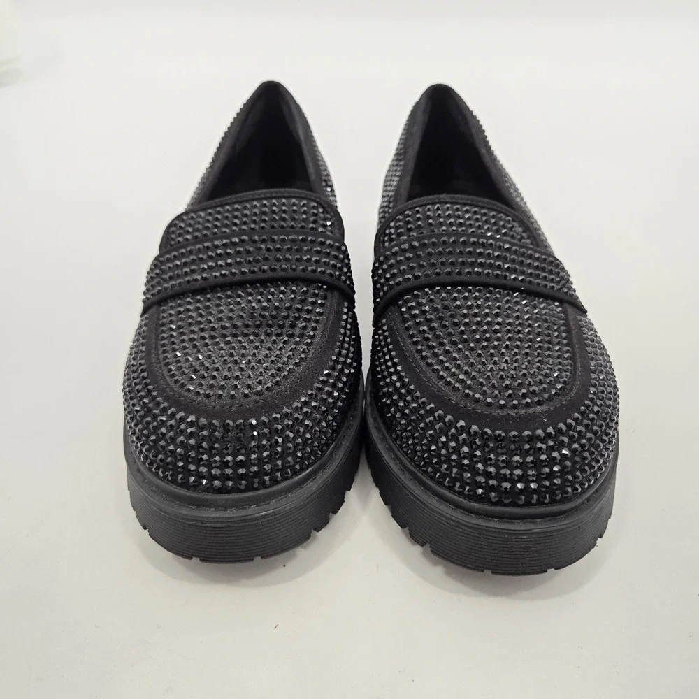 Torrid Embellished Loafer Size 9WW Chunky Goth Glam Workwear Slip On Comfort Lug - Picture 3 of 6